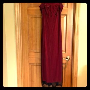 Red with Black Lace Formal Dress